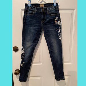 Beautiful Driftwood Cropped Embroidered Jeans
